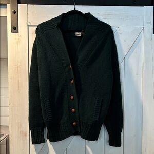 Vintage J. G. Hook 100% Pure Wool Fisherman Sweater Cardigan Green Unisex M